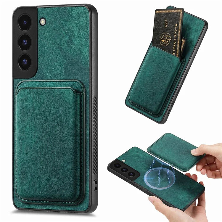 D12 For Samsung Galaxy S22+ 5G Anti-fall Phone Cover with Detachable Magnetic Card Case