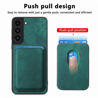 D12 For Samsung Galaxy S22+ 5G Anti-fall Phone Cover with Detachable Magnetic Card Case