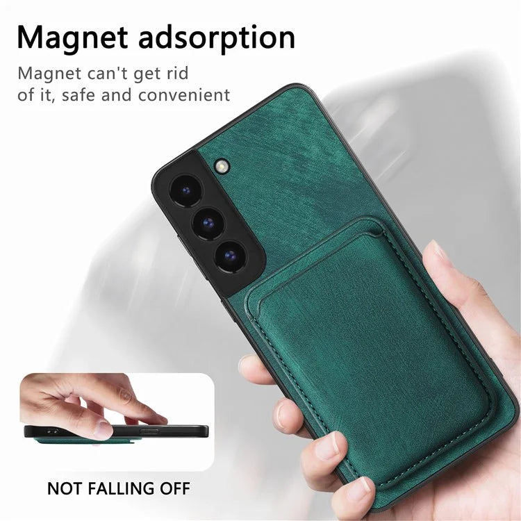 D12 For Samsung Galaxy S22+ 5G Anti-fall Phone Cover with Detachable Magnetic Card Case