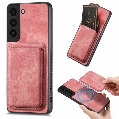 D12 For Samsung Galaxy S22+ 5G Anti-fall Phone Cover with Detachable Magnetic Card Case