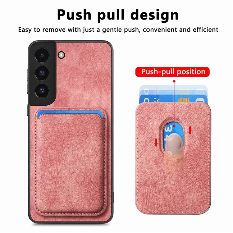 D12 For Samsung Galaxy S22+ 5G Anti-fall Phone Cover with Detachable Magnetic Card Case