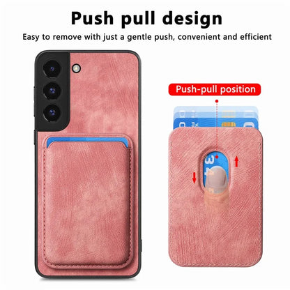 D12 For Samsung Galaxy S22+ 5G Anti-fall Phone Cover with Detachable Magnetic Card Case