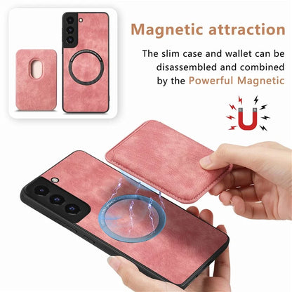D12 For Samsung Galaxy S22+ 5G Anti-fall Phone Cover with Detachable Magnetic Card Case