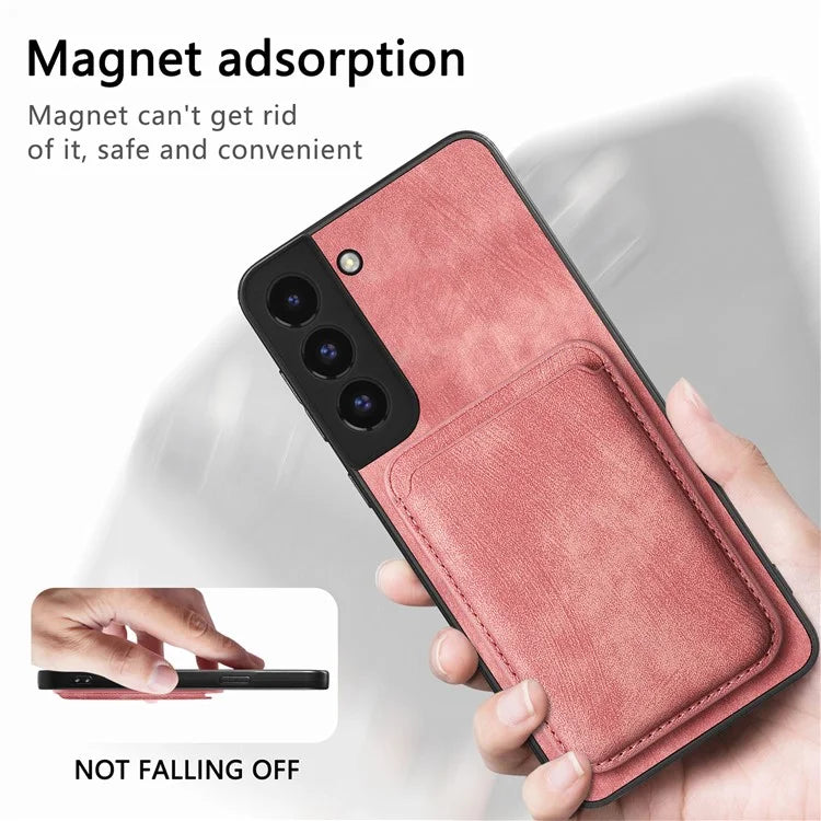 D12 For Samsung Galaxy S22+ 5G Anti-fall Phone Cover with Detachable Magnetic Card Case