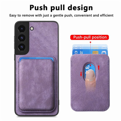 D12 For Samsung Galaxy S22+ 5G Anti-fall Phone Cover with Detachable Magnetic Card Case