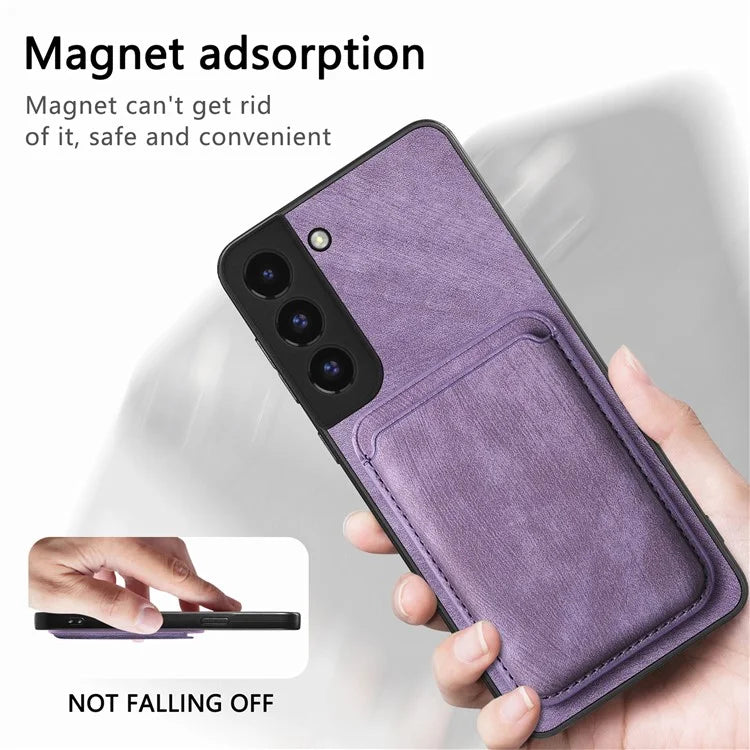 D12 For Samsung Galaxy S22+ 5G Anti-fall Phone Cover with Detachable Magnetic Card Case