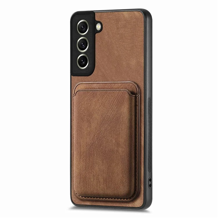 D12 For Samsung Galaxy S21 FE 5G Mobile Phone PU+TPU Cover with Detachable Magnetic Card Case
