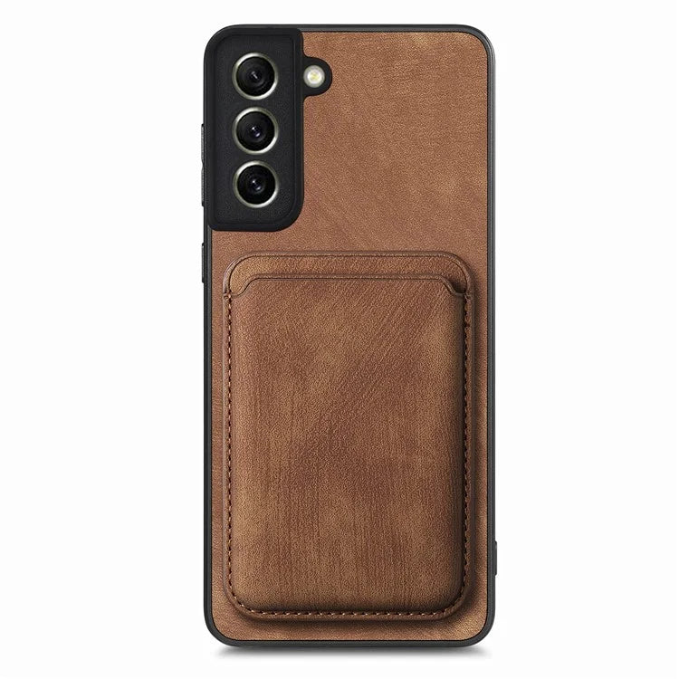 D12 For Samsung Galaxy S21 FE 5G Mobile Phone PU+TPU Cover with Detachable Magnetic Card Case