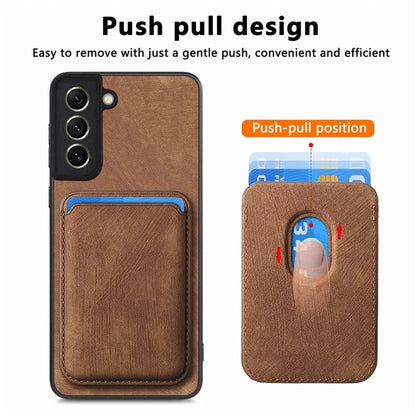 D12 For Samsung Galaxy S21 FE 5G Mobile Phone PU+TPU Cover with Detachable Magnetic Card Case