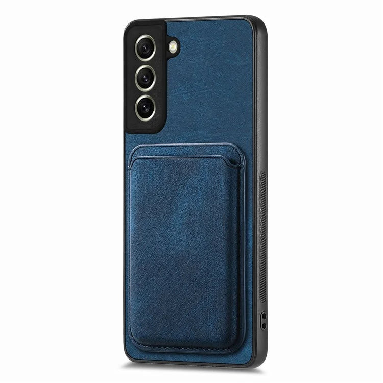 D12 For Samsung Galaxy S21 FE 5G Mobile Phone PU+TPU Cover with Detachable Magnetic Card Case