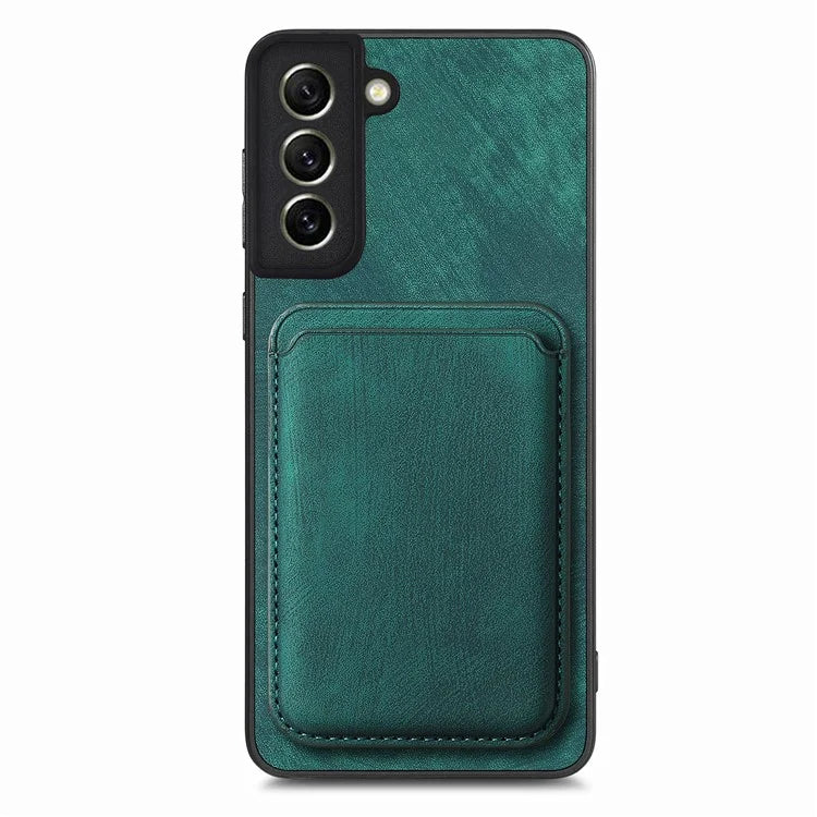 D12 For Samsung Galaxy S21 FE 5G Mobile Phone PU+TPU Cover with Detachable Magnetic Card Case
