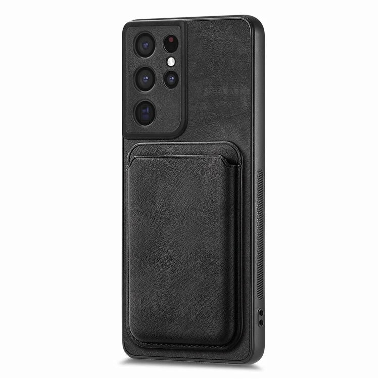 D12 For Samsung Galaxy S21 Ultra 5G Case Retro Texture Magnetic Card Holder Phone Cover