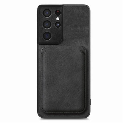 D12 For Samsung Galaxy S21 Ultra 5G Case Retro Texture Magnetic Card Holder Phone Cover