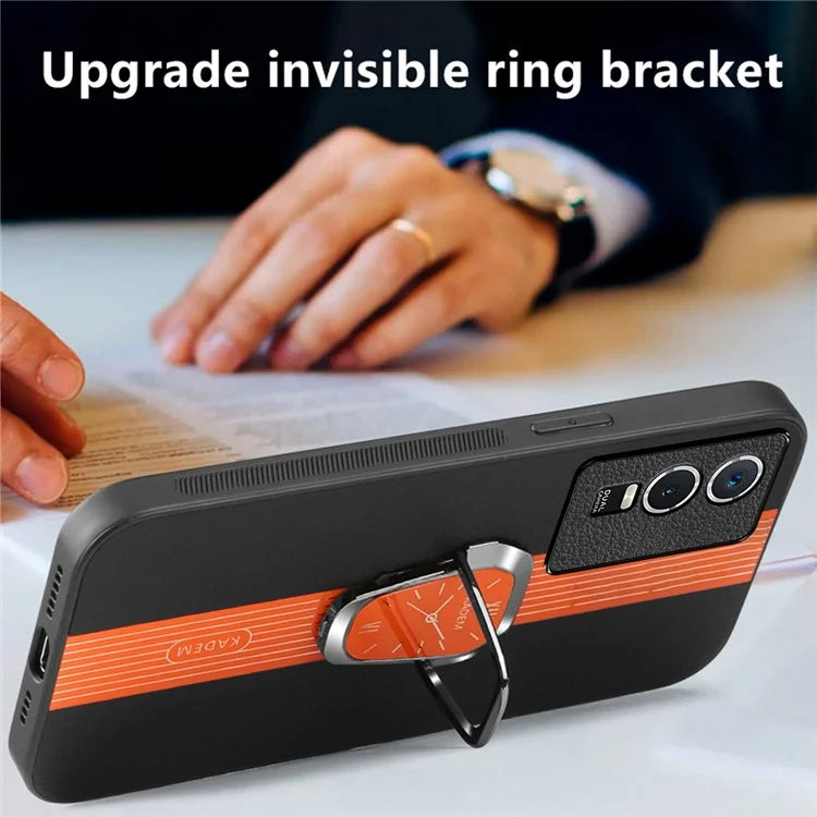 KADEM For vivo Y76s / Y74s Case Foldable Kickstand Leather+TPU+Acrylic Anti-scratch Phone Cover