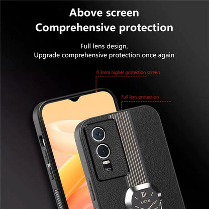 KADEM For vivo Y76s / Y74s Case Foldable Kickstand Leather+TPU+Acrylic Anti-scratch Phone Cover