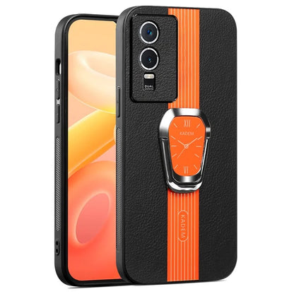 KADEM For vivo Y76s / Y74s Case Foldable Kickstand Leather+TPU+Acrylic Anti-scratch Phone Cover