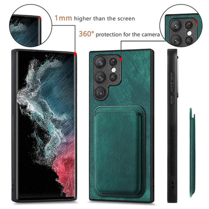 D12 For Samsung Galaxy S22 Ultra 5G Case Fall Protection Magnetic Card Holder Phone Cover