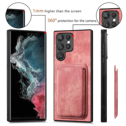 D12 For Samsung Galaxy S22 Ultra 5G Case Fall Protection Magnetic Card Holder Phone Cover