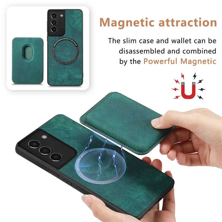 D12 For Samsung Galaxy S21 4G / 5G Detachable Magnetic Card Case Mobile Phone Cover