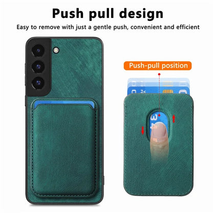 D12 For Samsung Galaxy S22 5G Cell Phone Case Card Holder Drop Proof PU+TPU Cover