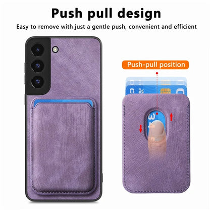 D12 For Samsung Galaxy S22 5G Cell Phone Case Card Holder Drop Proof PU+TPU Cover