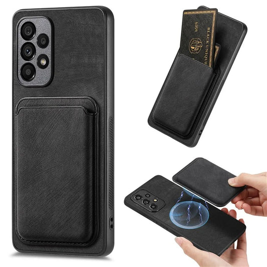 D12 For Samsung Galaxy A13 4G Cell Phone Case Shock-absorbing Card Holder PU+TPU Cover