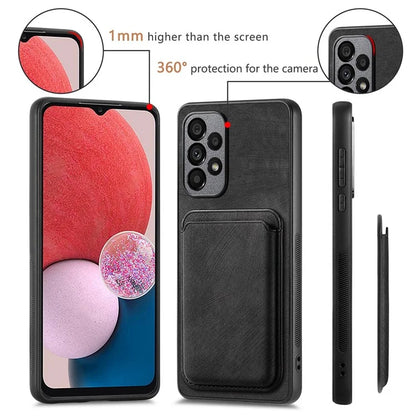 D12 For Samsung Galaxy A13 4G Cell Phone Case Shock-absorbing Card Holder PU+TPU Cover