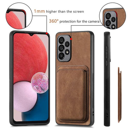 D12 For Samsung Galaxy A13 4G Cell Phone Case Shock-absorbing Card Holder PU+TPU Cover