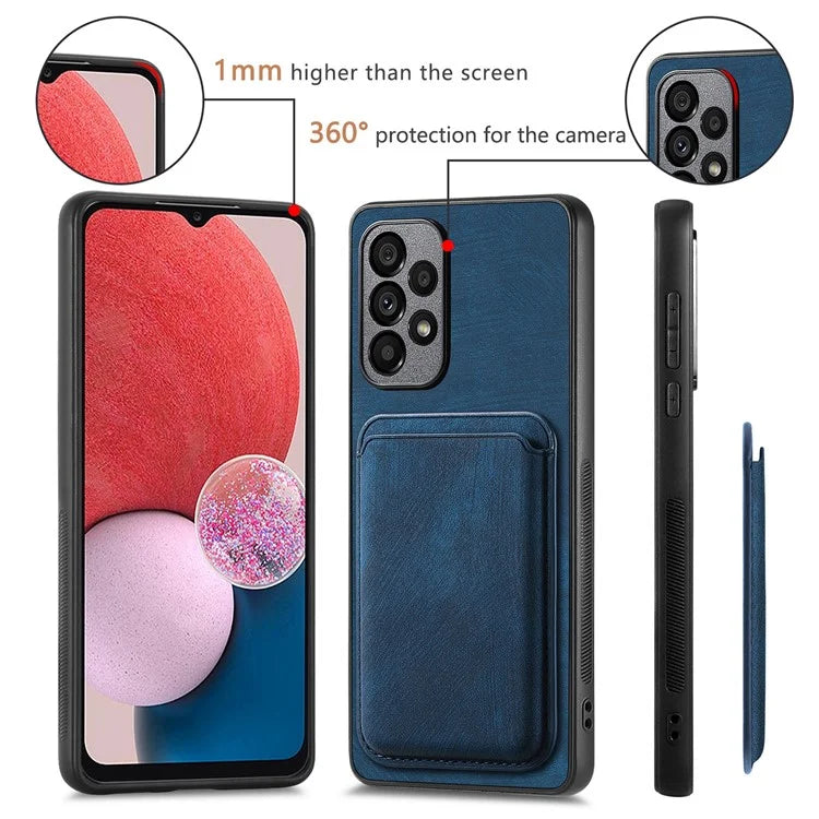 D12 For Samsung Galaxy A13 4G Cell Phone Case Shock-absorbing Card Holder PU+TPU Cover