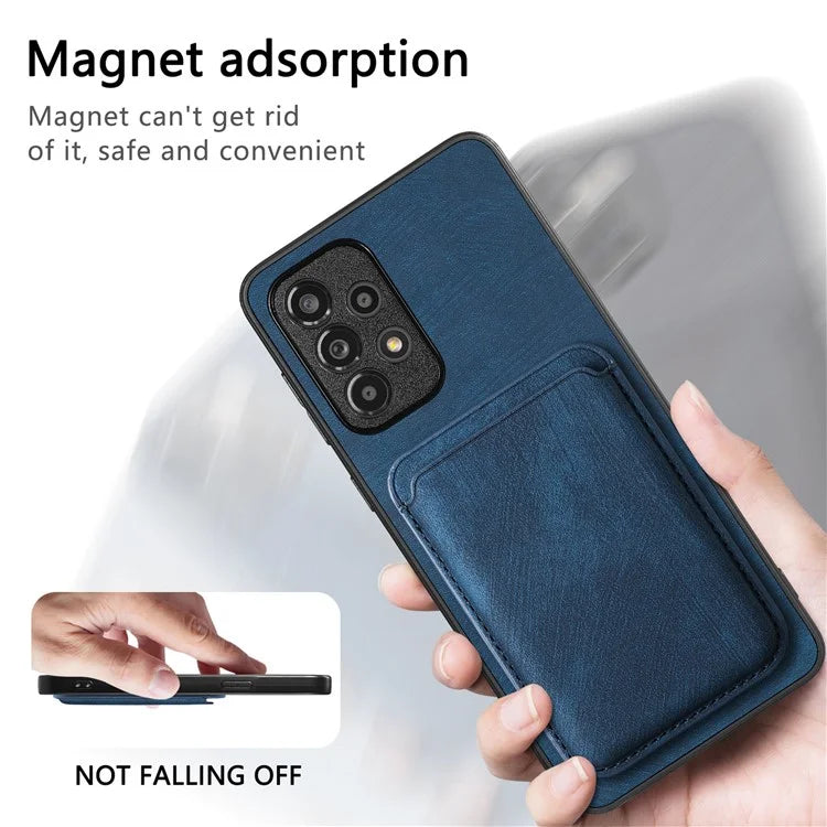 D12 For Samsung Galaxy A13 4G Cell Phone Case Shock-absorbing Card Holder PU+TPU Cover