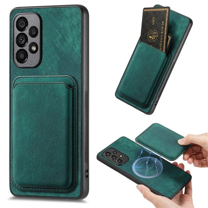 D12 For Samsung Galaxy A13 4G Cell Phone Case Shock-absorbing Card Holder PU+TPU Cover