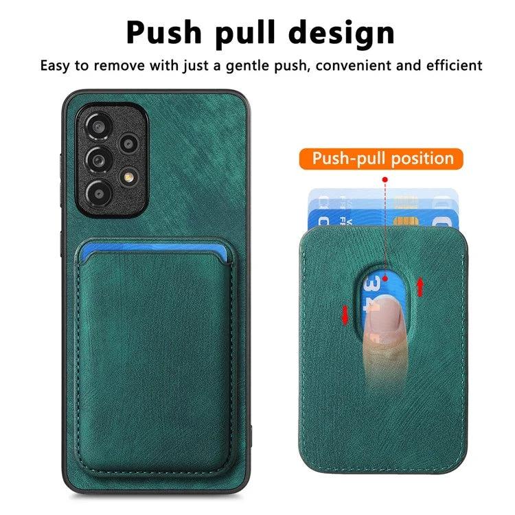D12 For Samsung Galaxy A13 4G Cell Phone Case Shock-absorbing Card Holder PU+TPU Cover