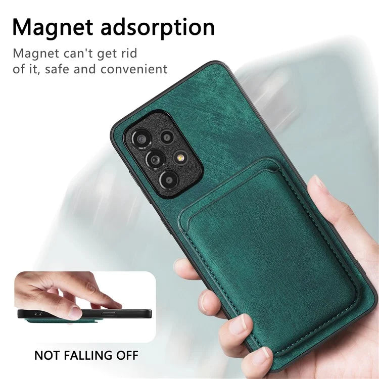 D12 For Samsung Galaxy A13 4G Cell Phone Case Shock-absorbing Card Holder PU+TPU Cover