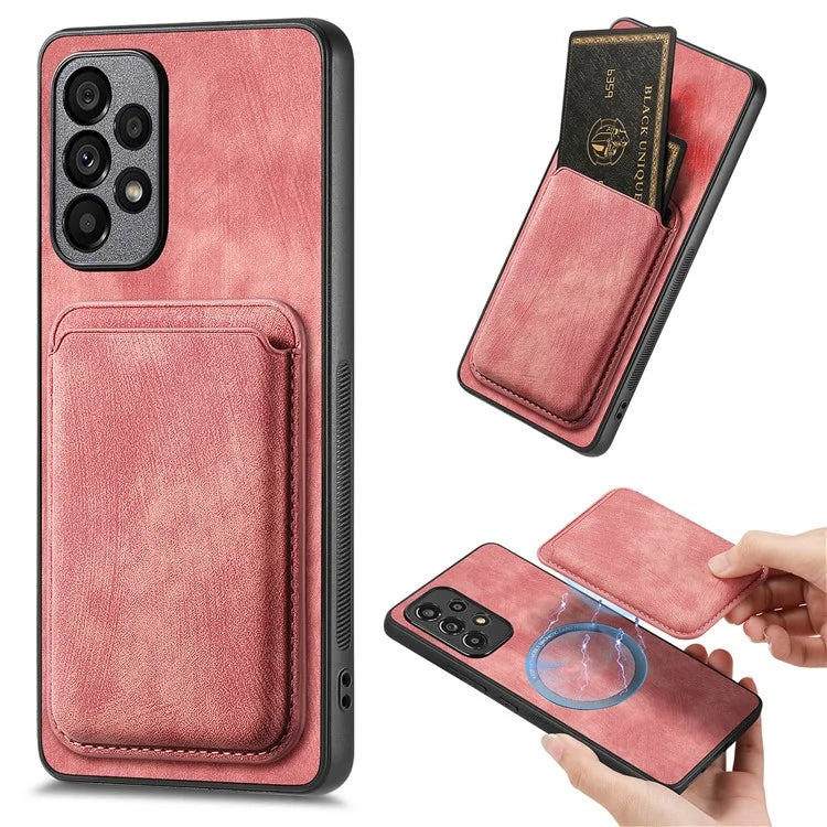 D12 For Samsung Galaxy A13 4G Cell Phone Case Shock-absorbing Card Holder PU+TPU Cover