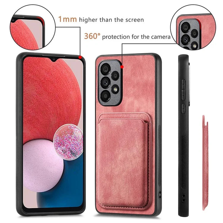 D12 For Samsung Galaxy A13 4G Cell Phone Case Shock-absorbing Card Holder PU+TPU Cover