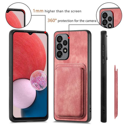 D12 For Samsung Galaxy A13 4G Cell Phone Case Shock-absorbing Card Holder PU+TPU Cover