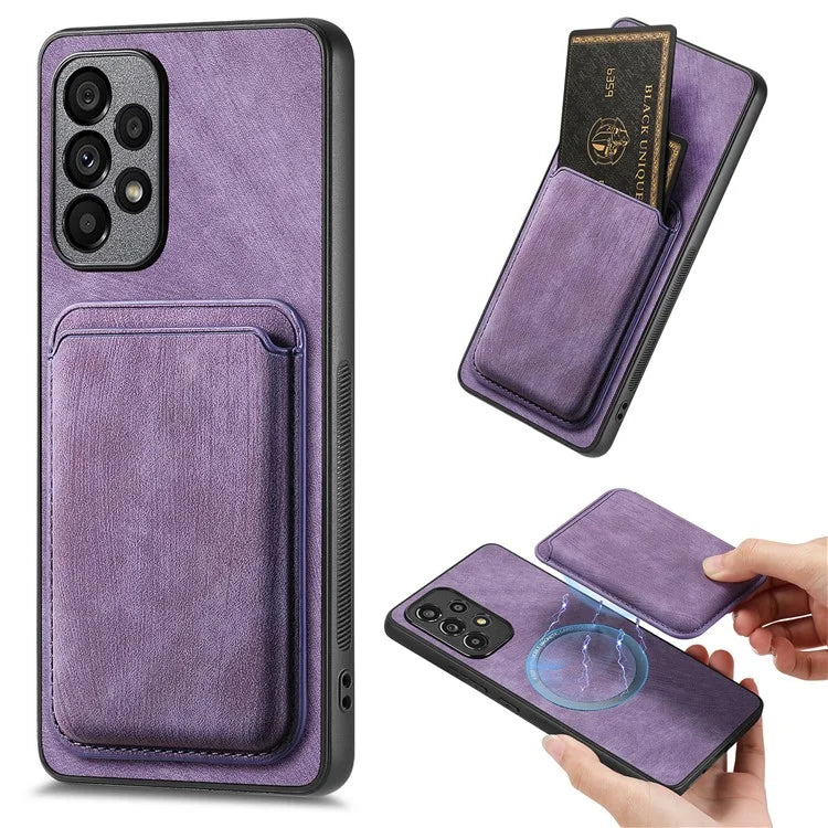 D12 For Samsung Galaxy A13 4G Cell Phone Case Shock-absorbing Card Holder PU+TPU Cover