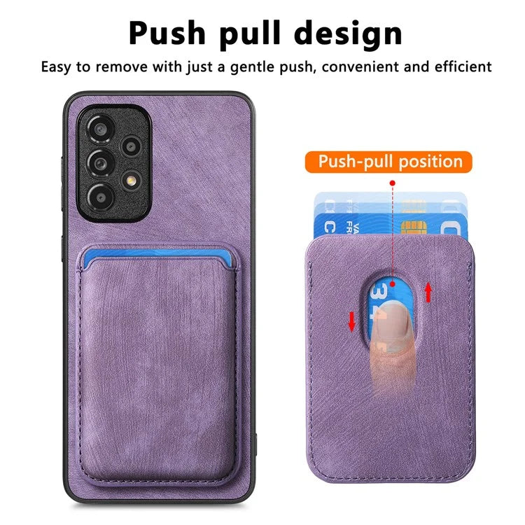 D12 For Samsung Galaxy A13 4G Cell Phone Case Shock-absorbing Card Holder PU+TPU Cover