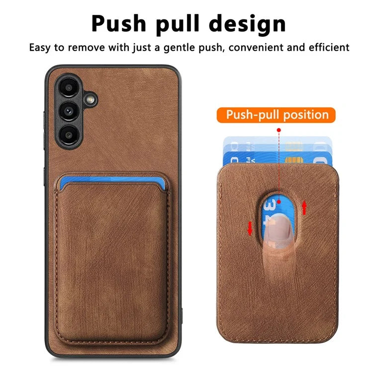 D12 For Samsung Galaxy A54 5G Back Shell Detachable Card Holder PU+TPU Phone Cover