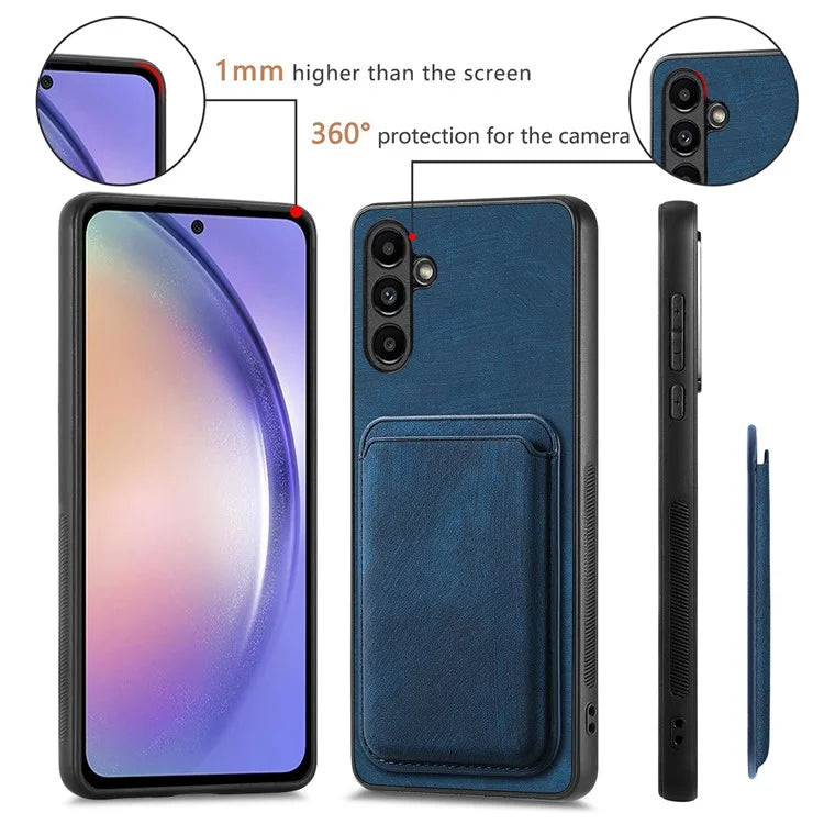 D12 For Samsung Galaxy A54 5G Back Shell Detachable Card Holder PU+TPU Phone Cover