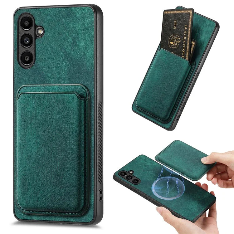 D12 For Samsung Galaxy A54 5G Back Shell Detachable Card Holder PU+TPU Phone Cover