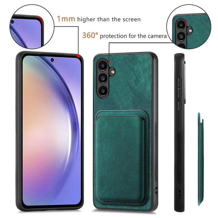 D12 For Samsung Galaxy A54 5G Back Shell Detachable Card Holder PU+TPU Phone Cover