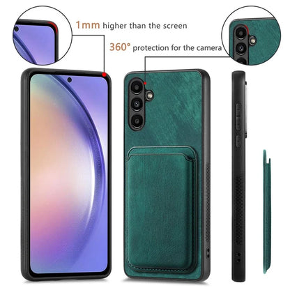 D12 For Samsung Galaxy A54 5G Back Shell Detachable Card Holder PU+TPU Phone Cover