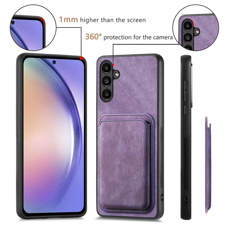 D12 For Samsung Galaxy A54 5G Back Shell Detachable Card Holder PU+TPU Phone Cover