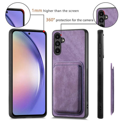 D12 For Samsung Galaxy A54 5G Back Shell Detachable Card Holder PU+TPU Phone Cover