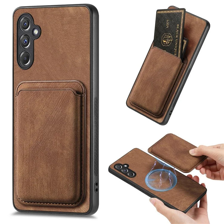 D12 For Samsung Galaxy A15 4G / 5G Case Detachable Magnetic Card Holder PU+TPU Phone Cover