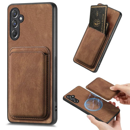 D12 For Samsung Galaxy A15 4G / 5G Case Detachable Magnetic Card Holder PU+TPU Phone Cover