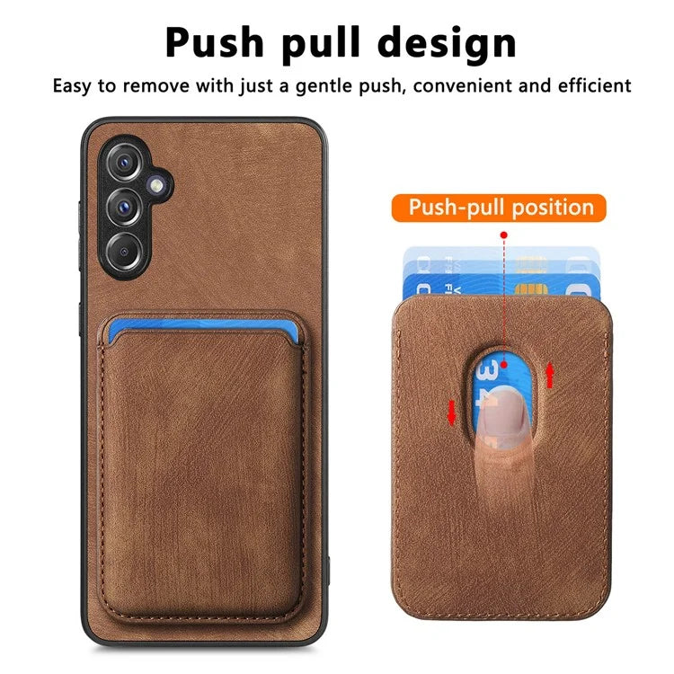 D12 For Samsung Galaxy A15 4G / 5G Case Detachable Magnetic Card Holder PU+TPU Phone Cover