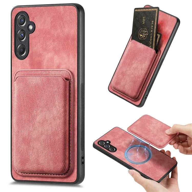 D12 For Samsung Galaxy A15 4G / 5G Case Detachable Magnetic Card Holder PU+TPU Phone Cover