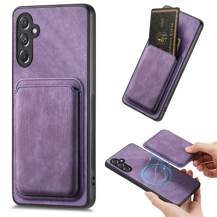 D12 For Samsung Galaxy A15 4G / 5G Case Detachable Magnetic Card Holder PU+TPU Phone Cover